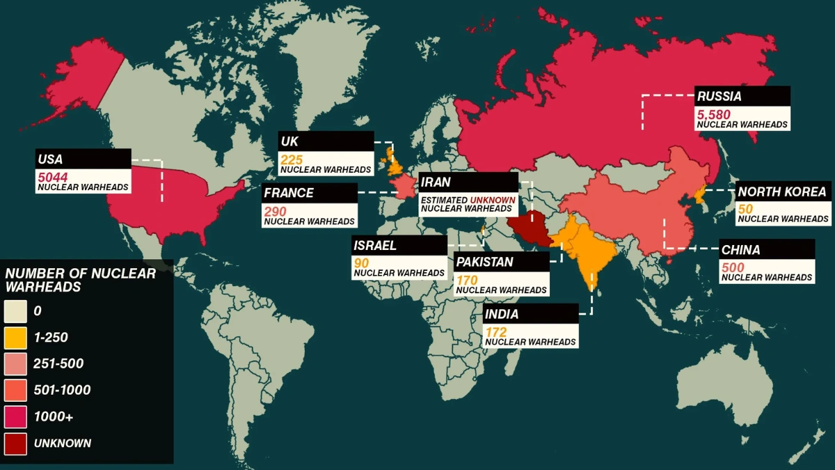 Ядерні держави світу на карті